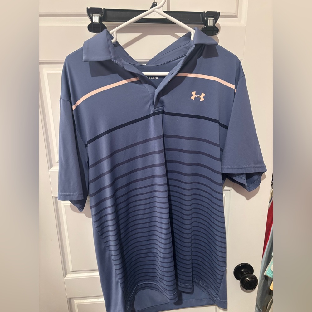 Under Armour Men's Blue Striped Polo Shirt